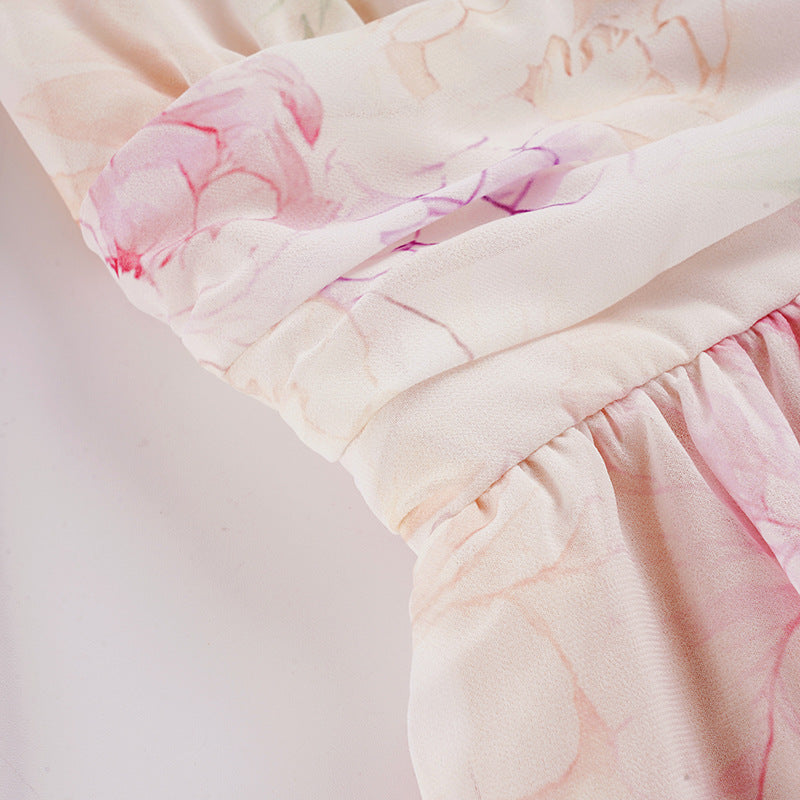Murray Floral Print Halter Backless Mini Dress – Pink - OWNCI