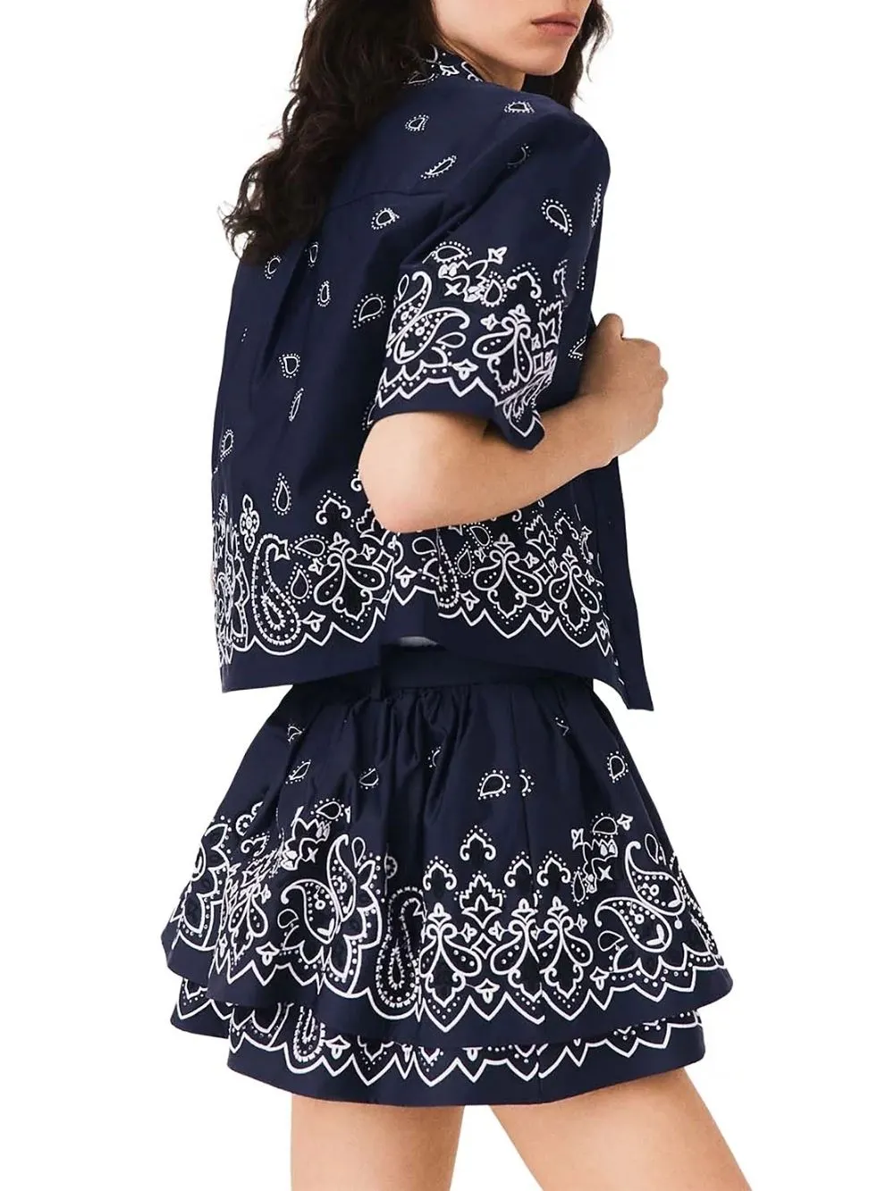 Embroidered Ruffle Mini Skirt - OWNCI