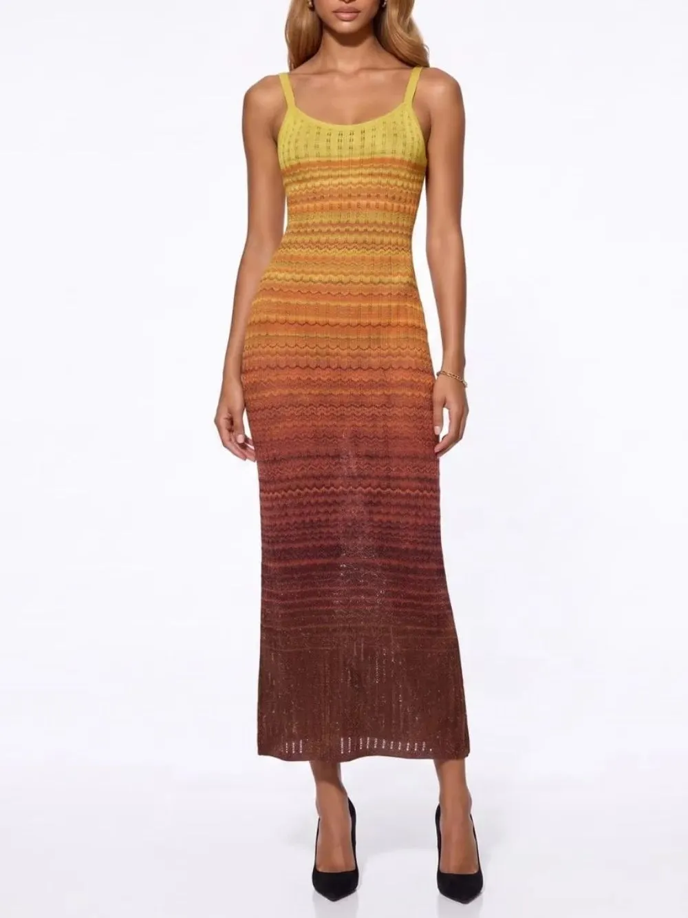 Calyther Sleeveless Ombre Knitted Maxi Dress