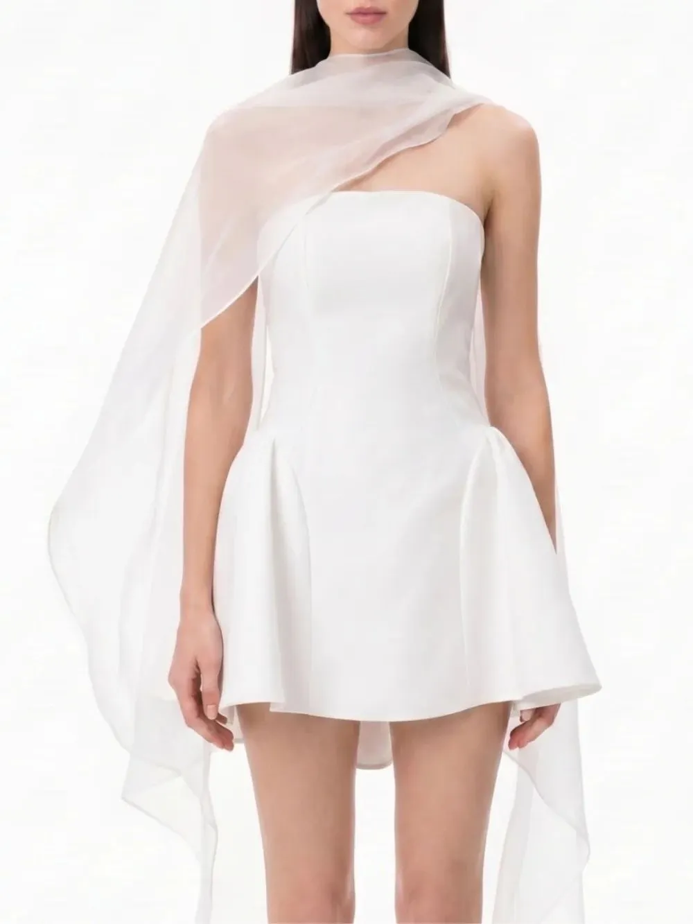 Fashionslee Women Yaven Strapless Cloak Mini Dress