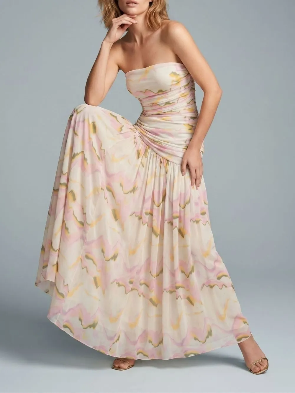 Maile Strapless Printed Maxi Dress