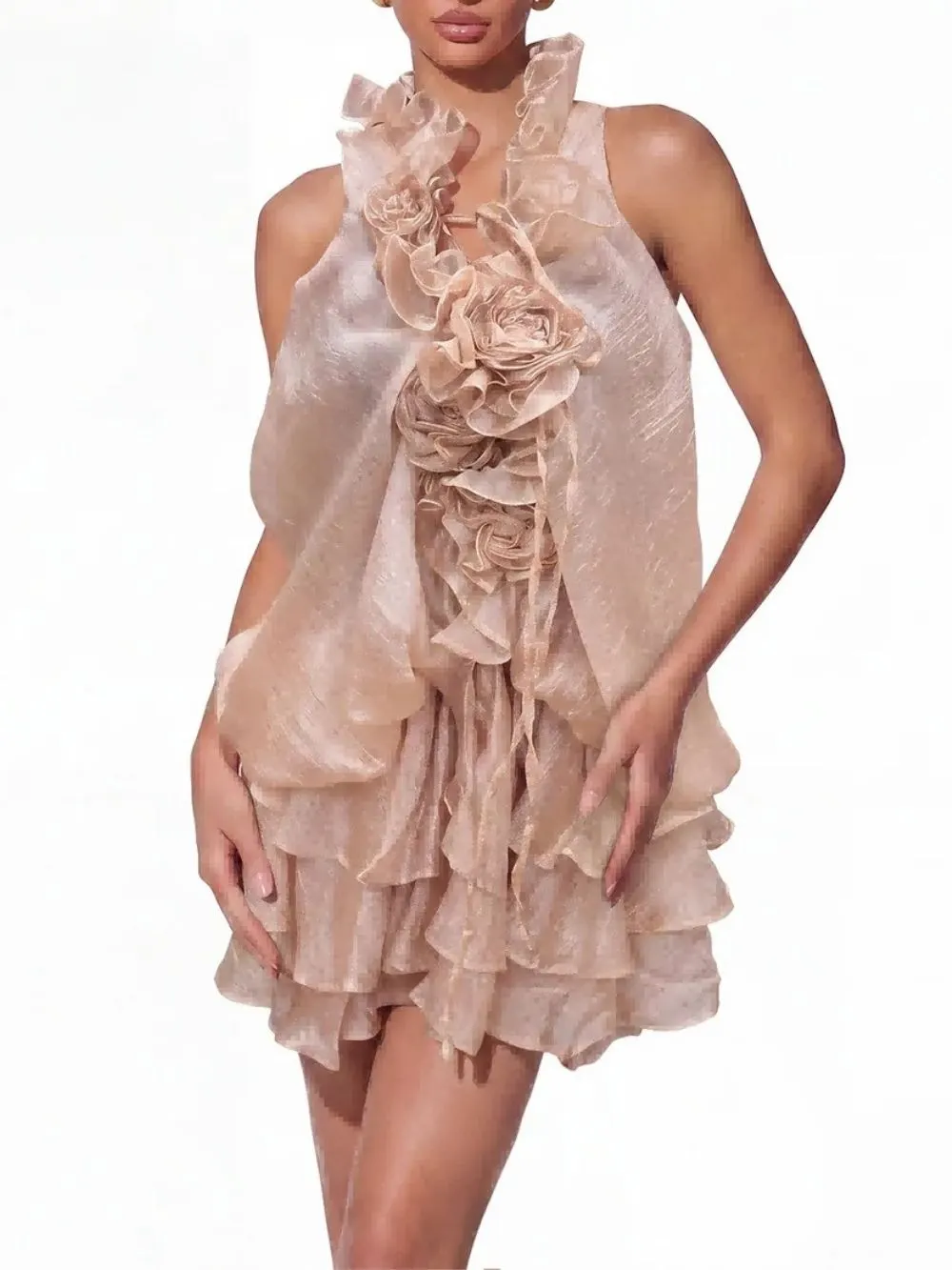 Erin Sleeveless Ruffle Tiered Mini Dress