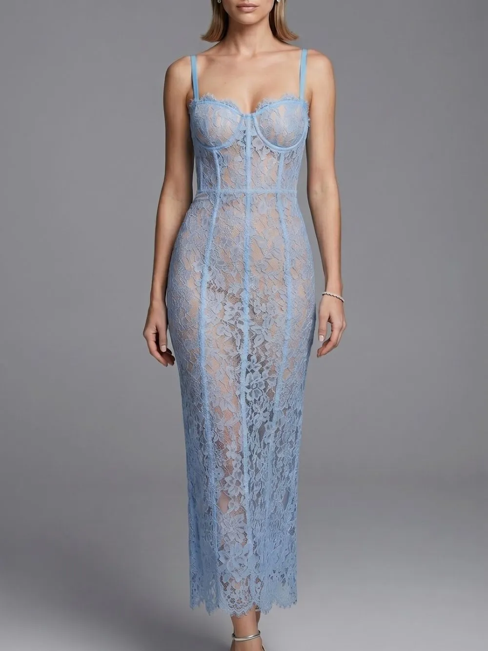 Makenzie Blue Lace Maxi Dress