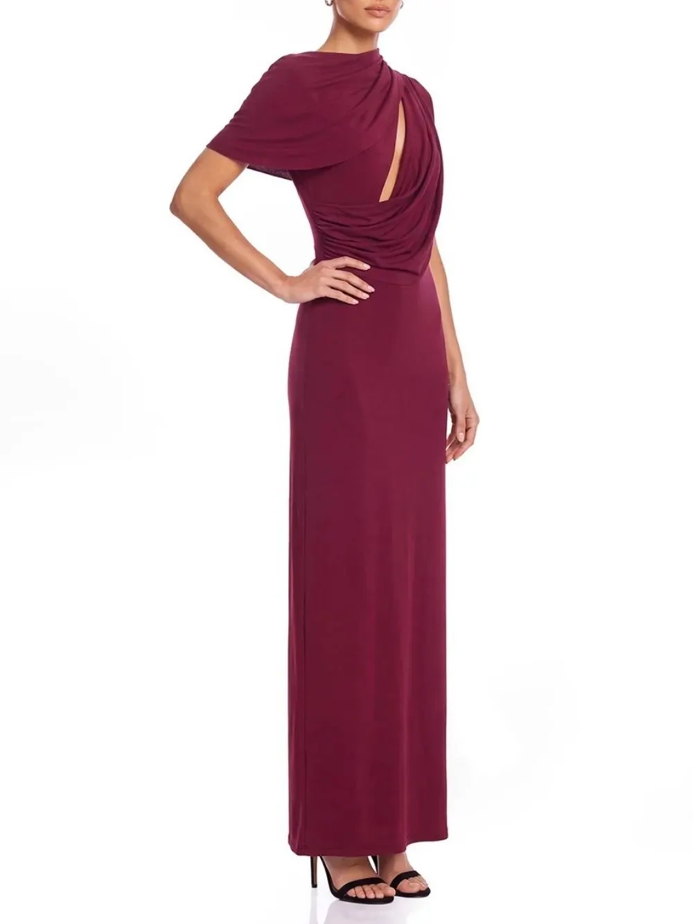 7bb489d67bc6d5d311c399fdacd12377 Caia Cape Sleeve Cutout Maxi Dress