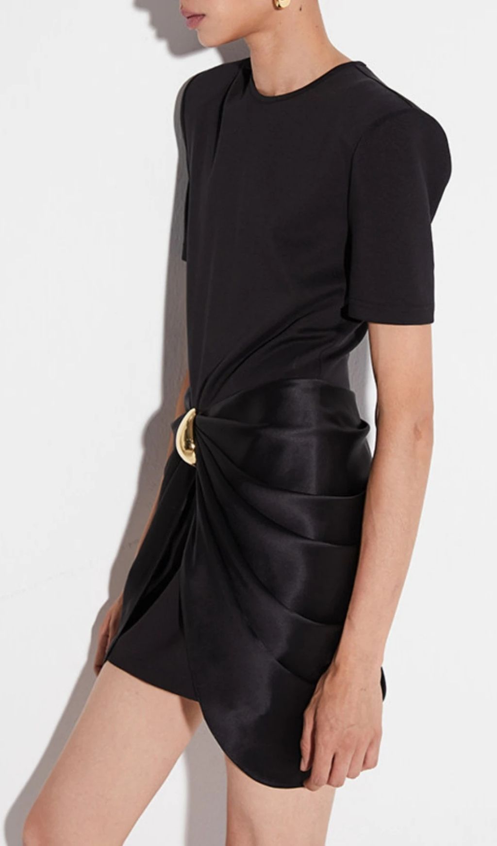 Chatria Metal Draped Mini Dress - Black