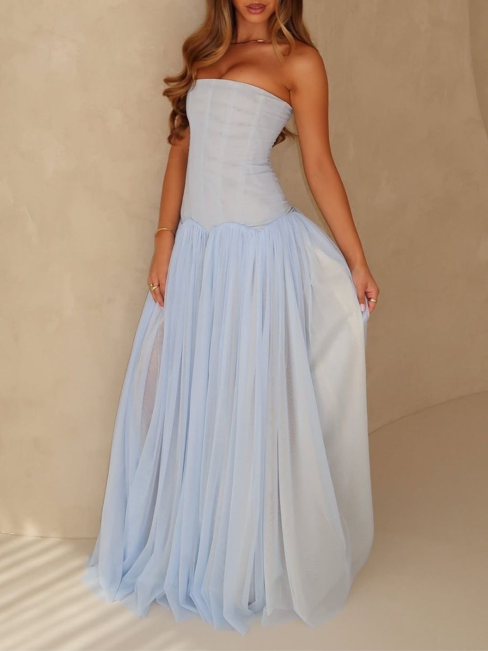 7c7d502212c4f6169bbe8d4a1cb7345d.jpg Fashionslee Women Madilyn Blue Strapless Corset Mesh Maxi Dress