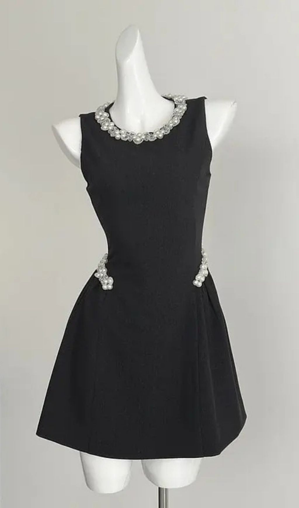 Alani Pearl Embellished Sleeveless Mini Dress – Black - OWNCI Alani Pearl Embellished Sleeveless Mini Dress – Black - OWNCI