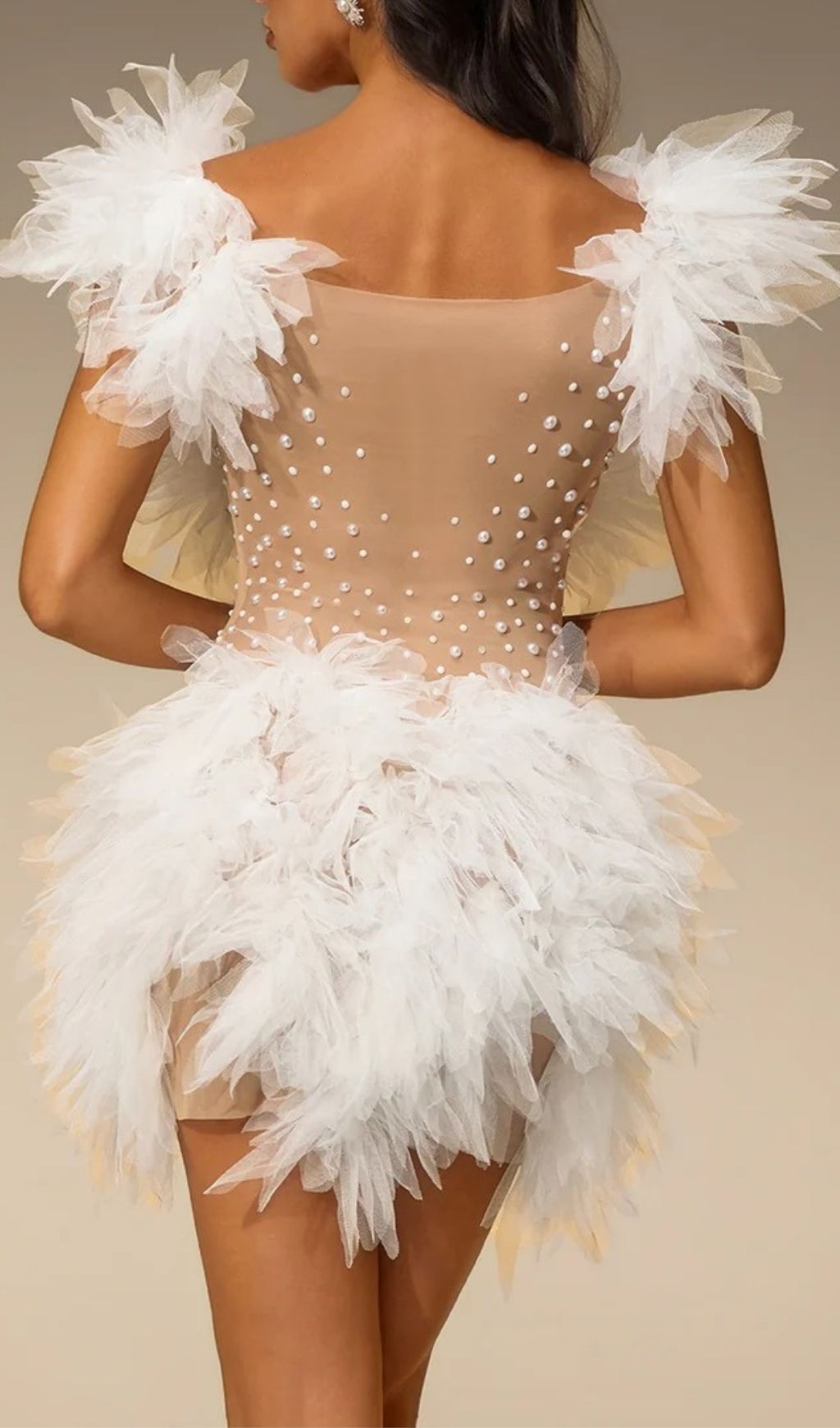 Fashionslee Women Cirevo Pearl Tulle Mini Dress