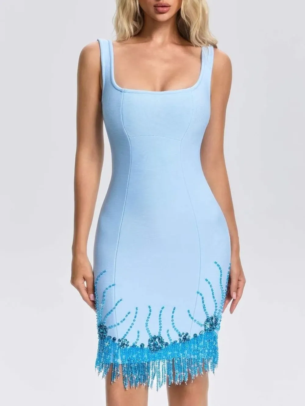 Grimrics Fringe Crystal Mini Dress - OWNCI Grimrics Fringe Crystal Mini Dress - OWNCI