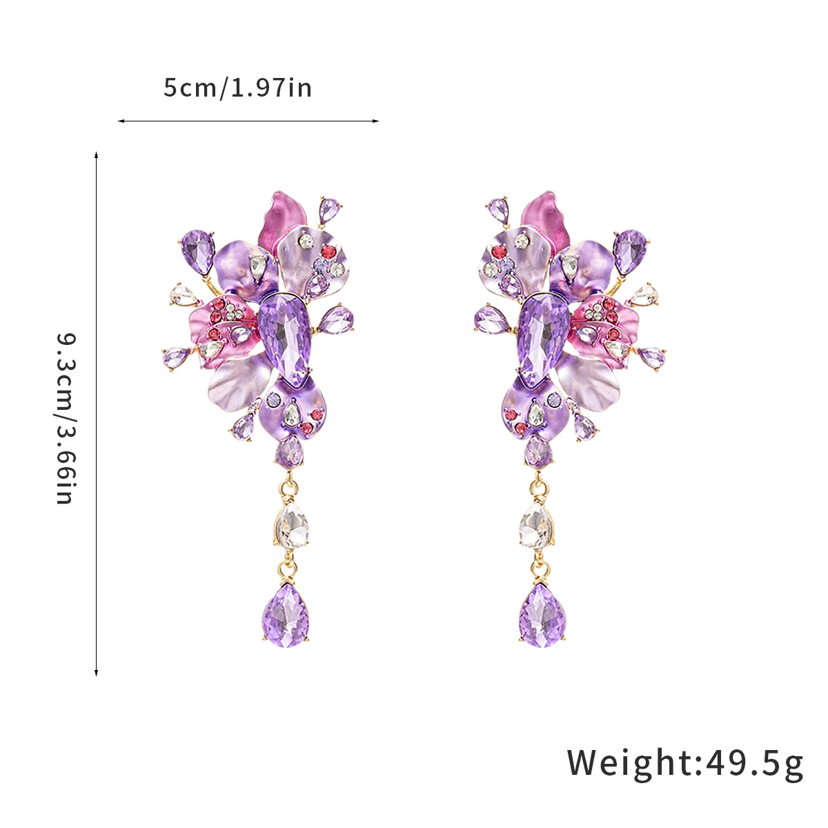 Jett Diamond Flower Earrings