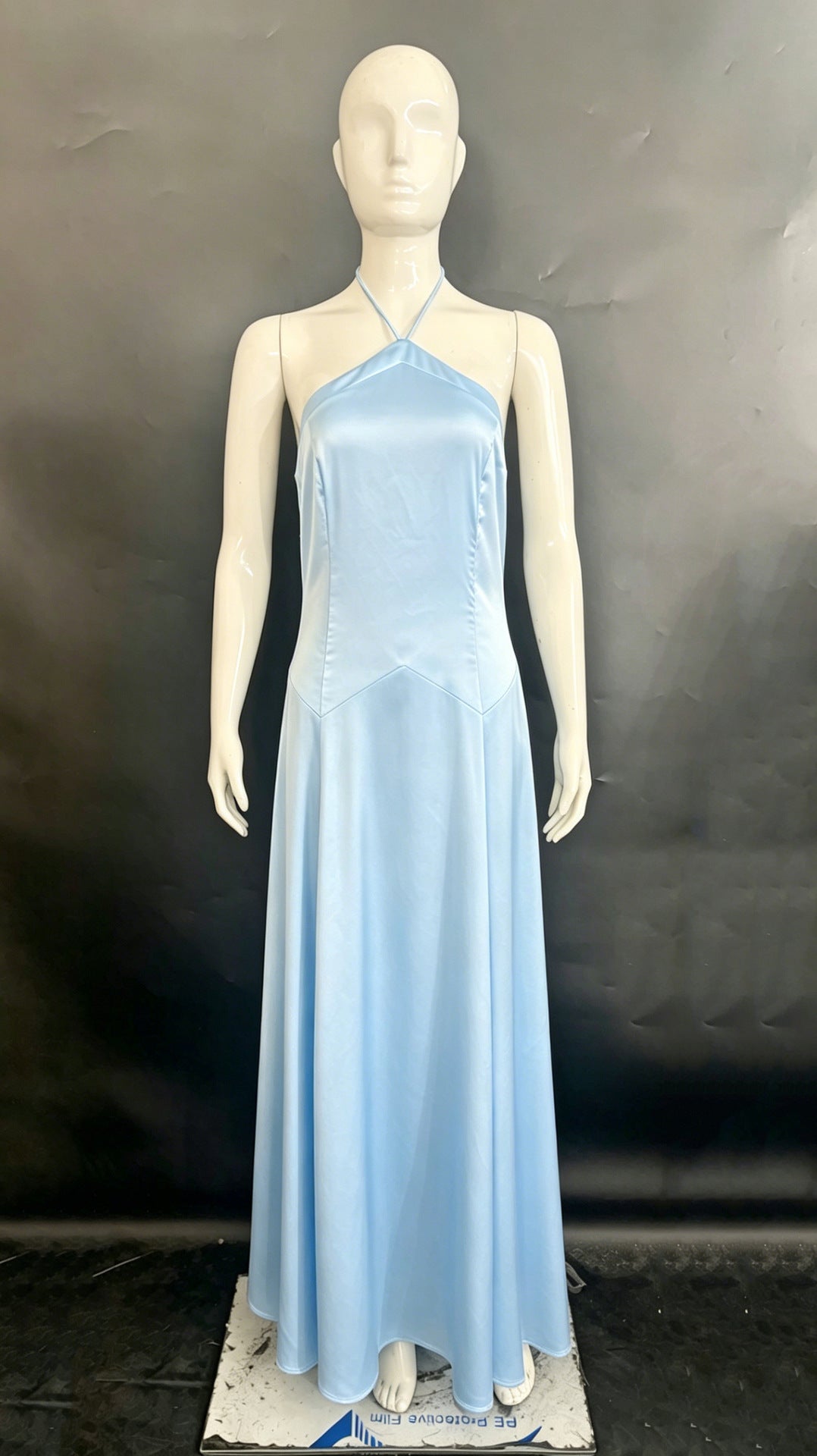 Halter Satin Flowy Maxi Dress