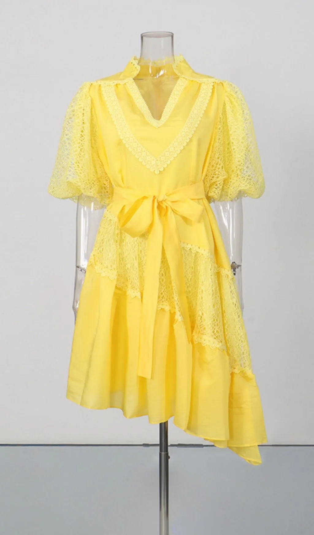 Fashionslee Women Leonora V-Neck Puff Sleeve Mini Dress