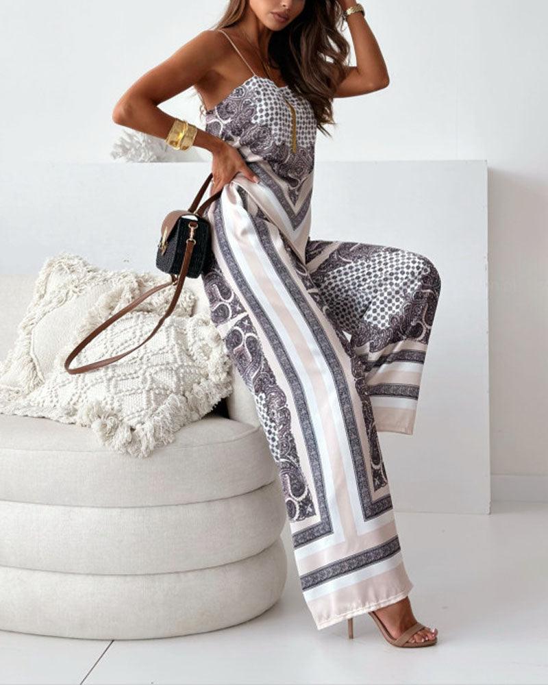 Stylish Printed Lace-Up Vest & Pants Two-Piece Set - OWNCI