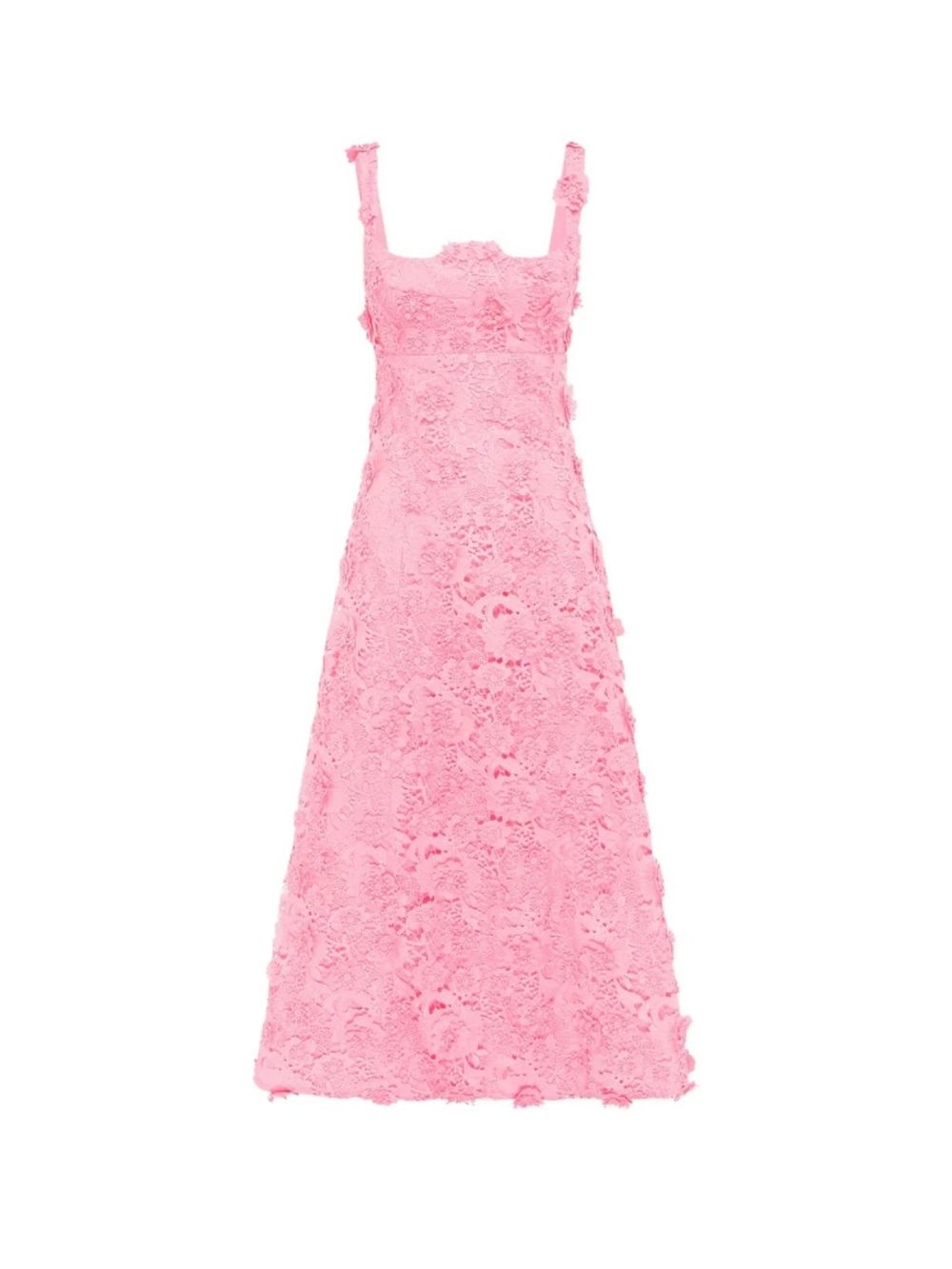 Triven Square Collar Flower Midi Dress