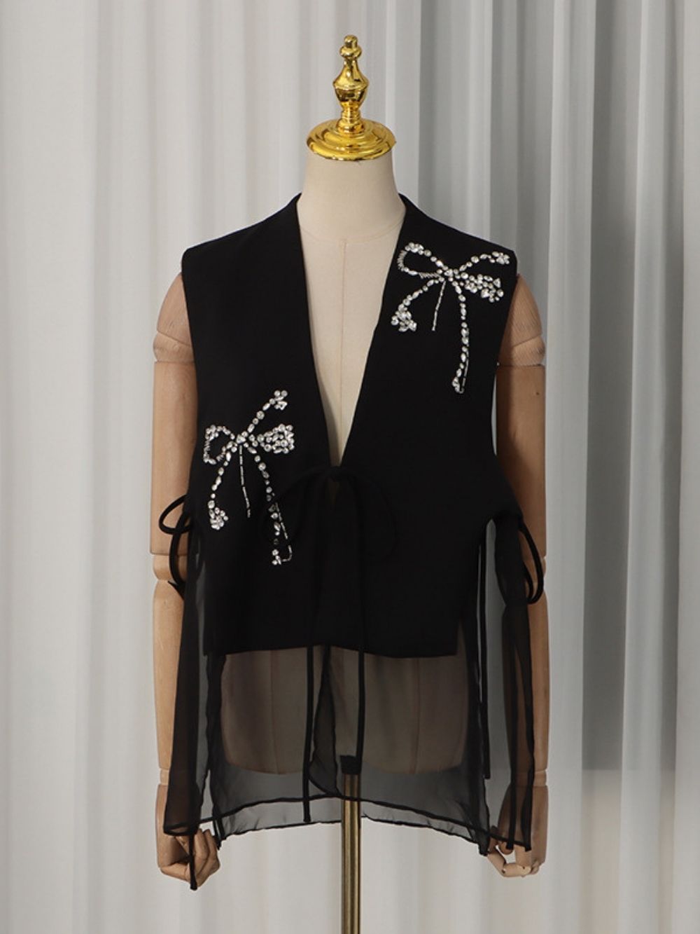 8030bbe67dfe42bd4caf934c86fb4786 Magdaline Bow Diamante Vest
