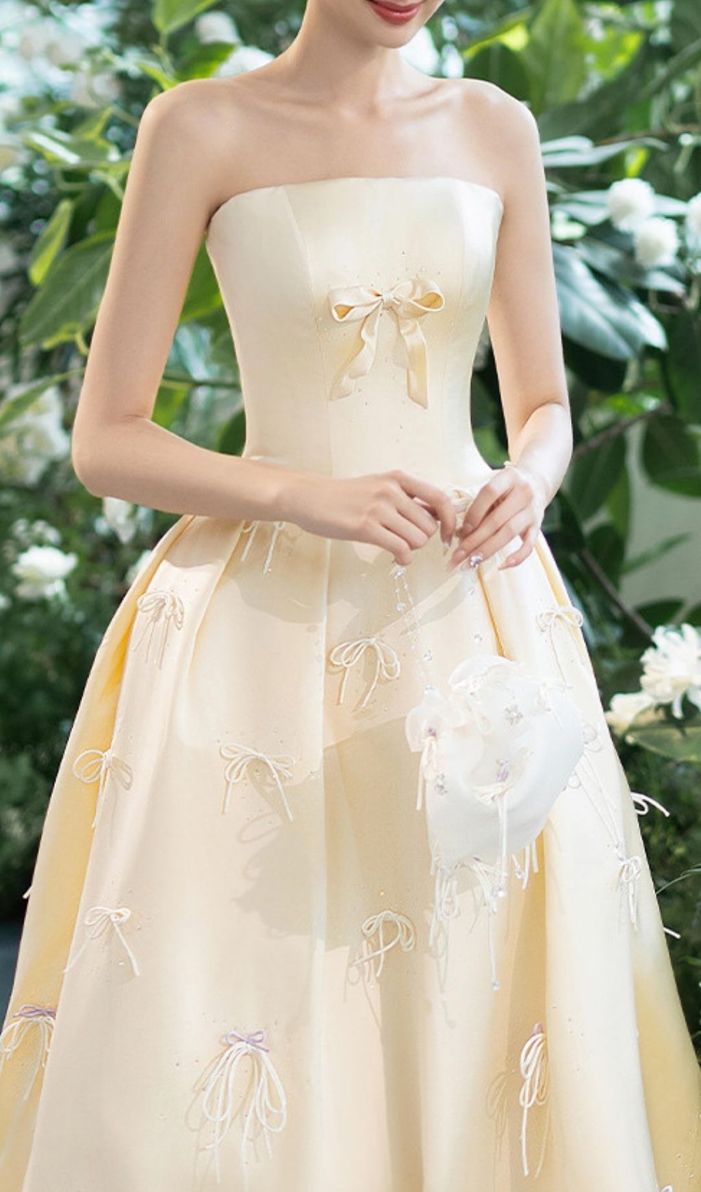 Fashionslee Women Levia Strapless Bow Maxi Dress