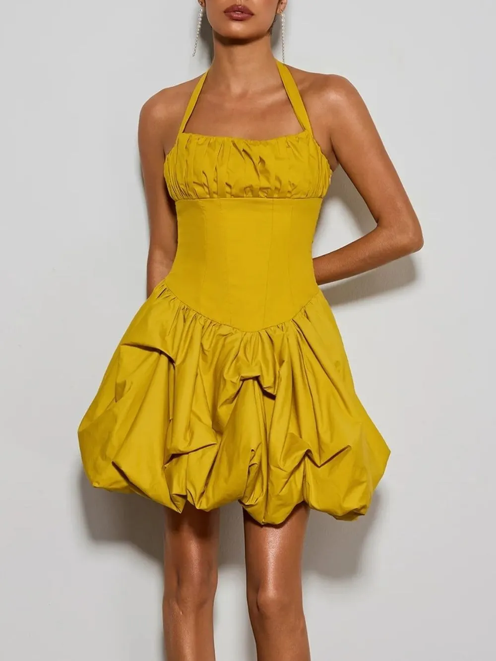 Zevareth Halterneck Bubble Mini Dress