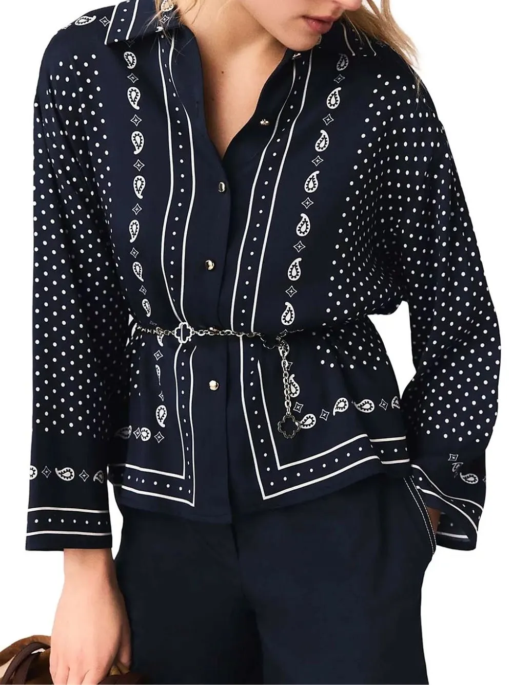 Chain Belt Bandana Print Shirt - OWNCI