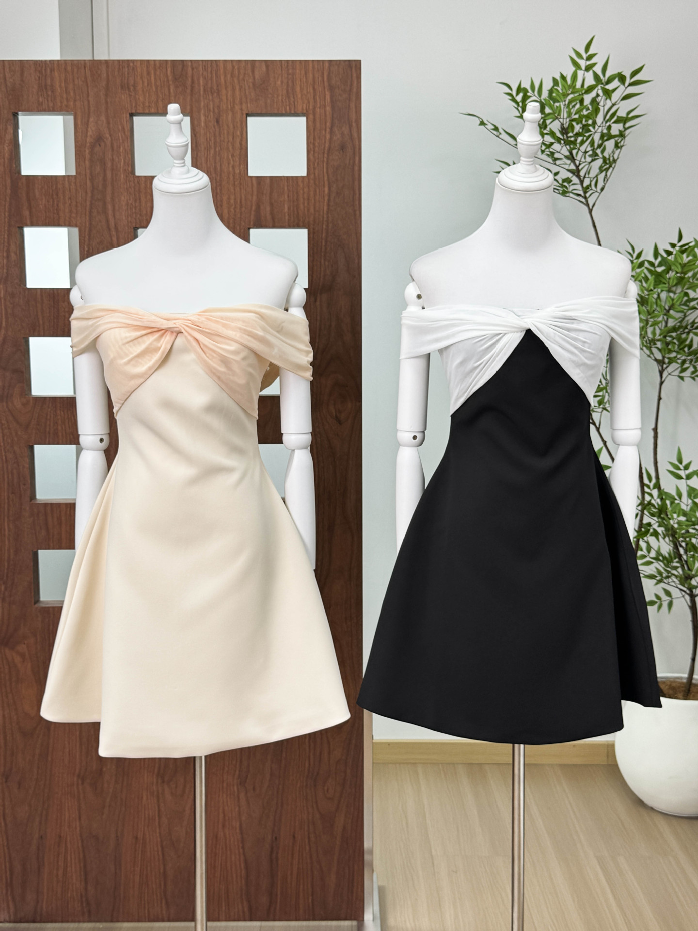 819d00e7ae236da15058e5b18264ffc6 Off-The-Shoulder Twisted Front Mini Dress