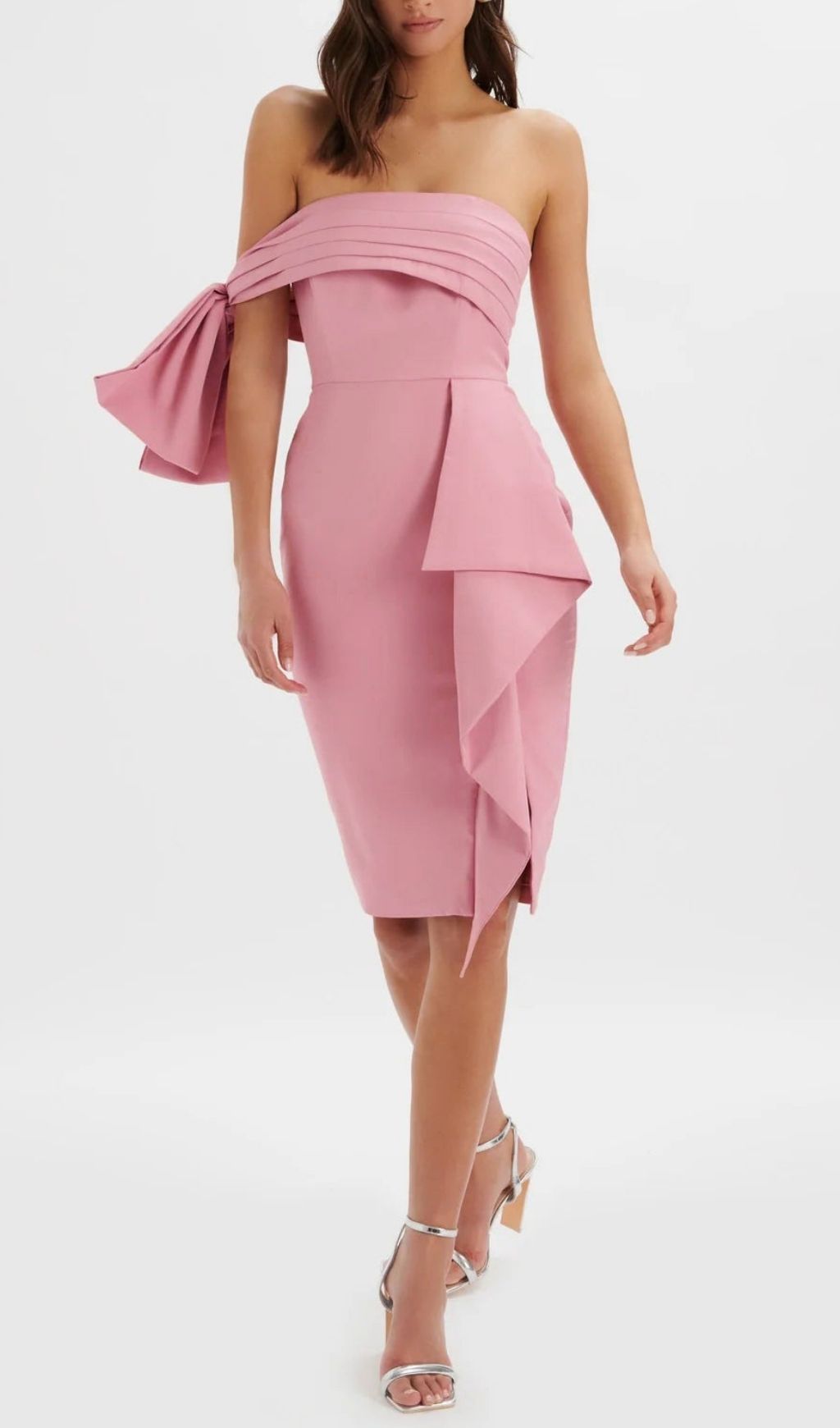 Laurentia Pink One-Shoulder Mini Cocktail Dress - pink mini dress by OWNCI