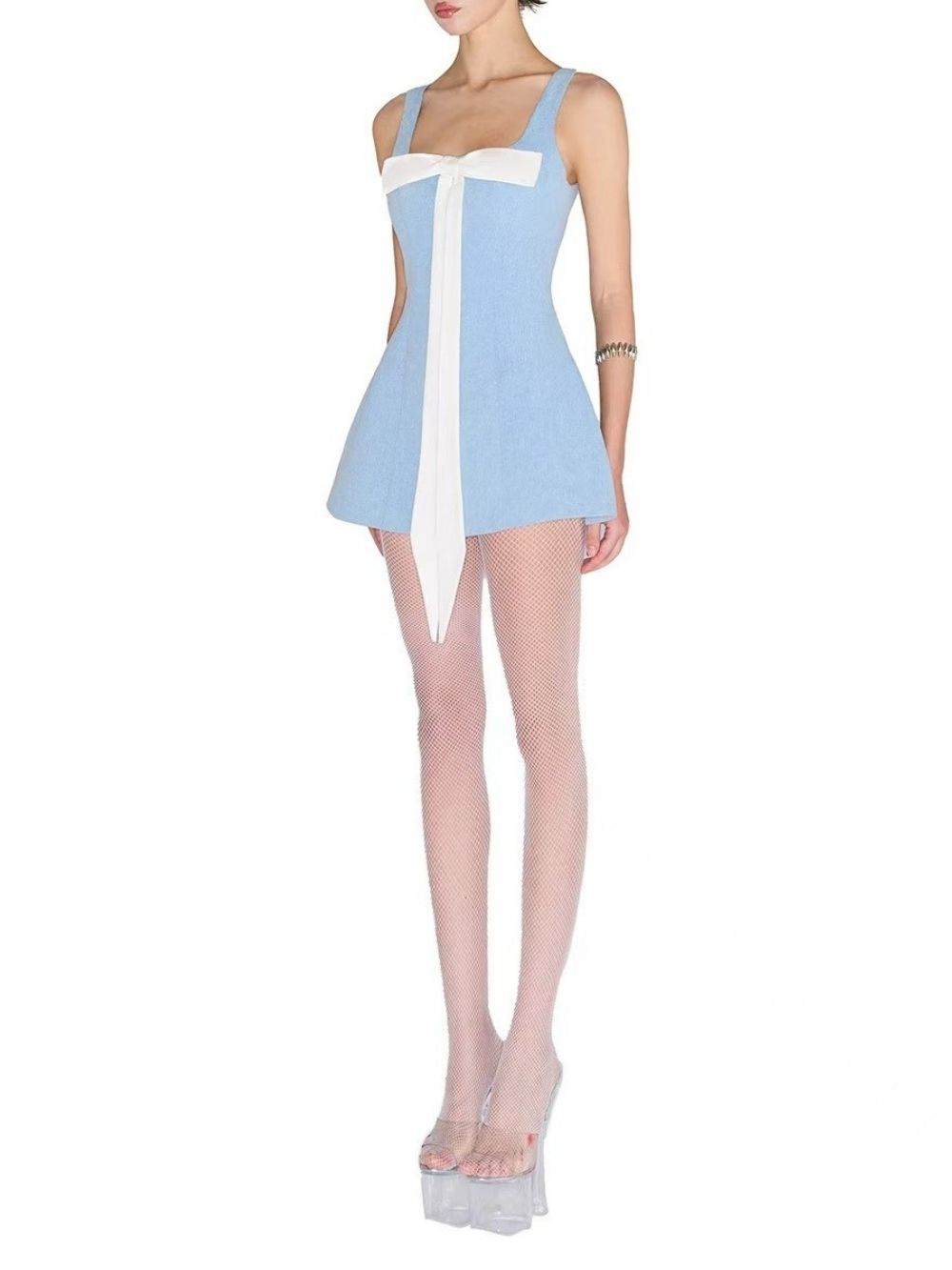 Manna Blue Bow Mini Dress - OWNCI Manna Blue Bow Mini Dress - OWNCI