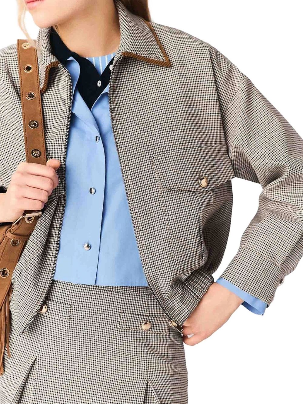 Checked Bomber Jacket