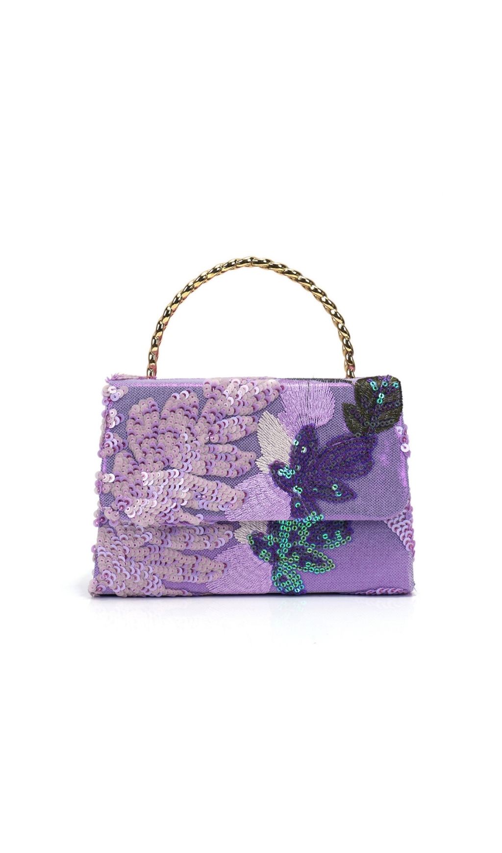 Laylani Purple Embroidery Sequin Clutch Bag - purple, embellished, floral clutch bag by OWNCI