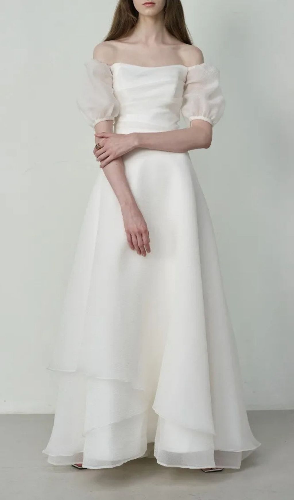 Fashionslee Women Levina White Off-Shoulder Wedding Dress