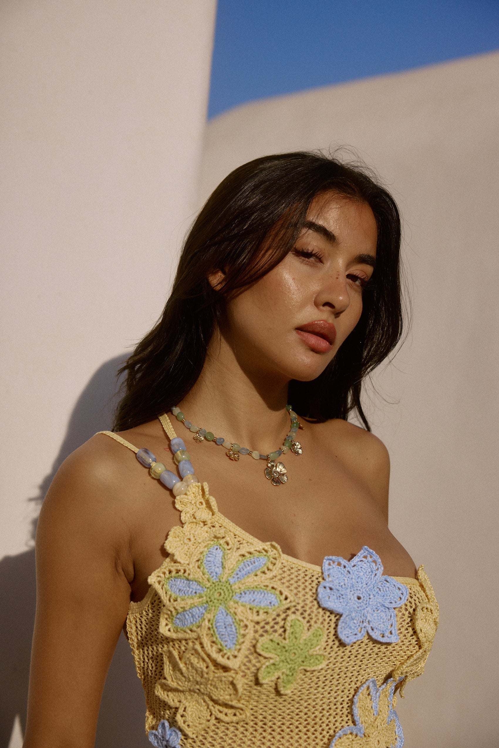 One-Shoulder Floral Crochet Mini Dress – Yellow - OWNCI One-Shoulder Floral Crochet Mini Dress – Yellow - OWNCI