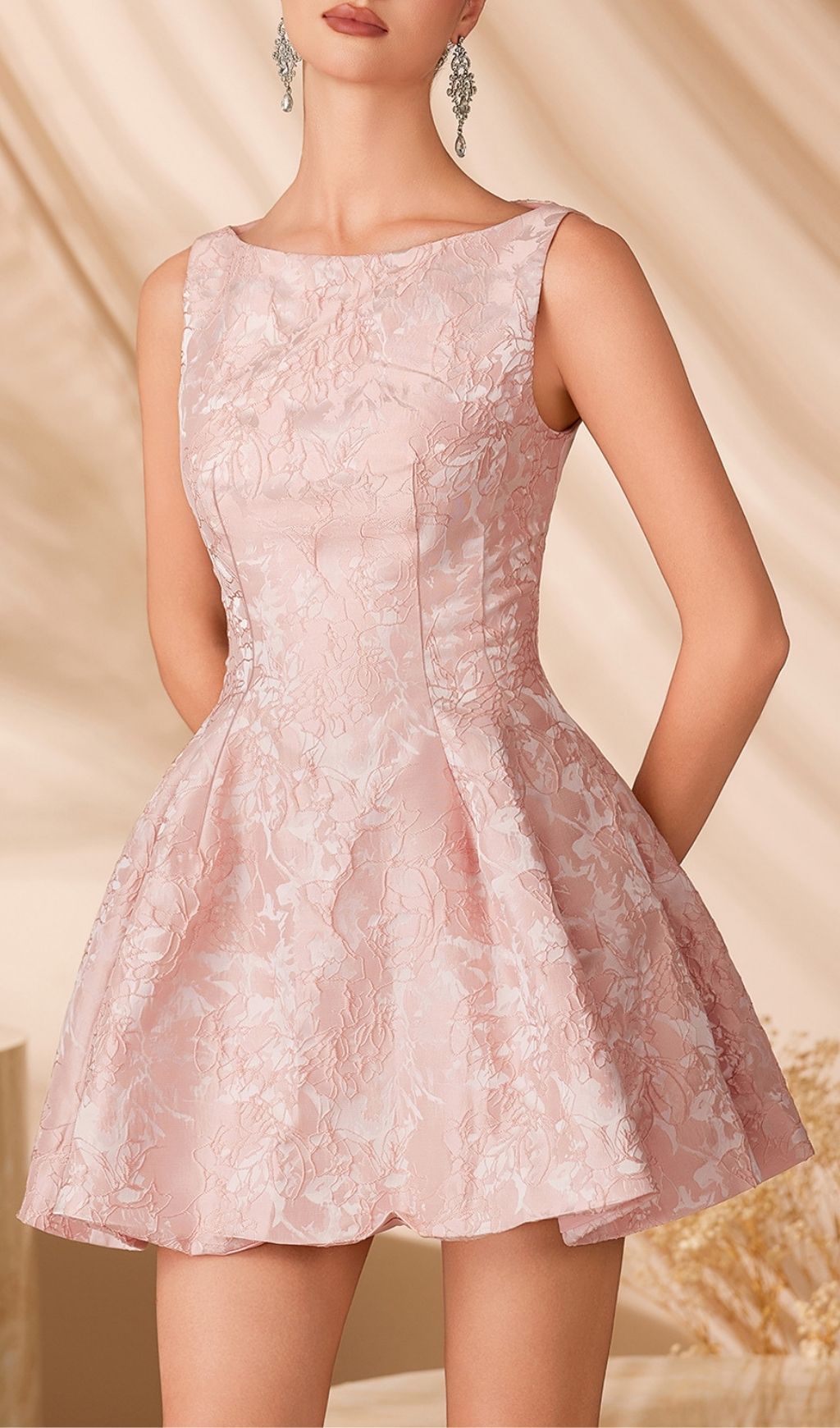833102f8d3212994567c858dbdaa07d9 Lalita Pink Sleeveless Jacquard Mini Dress