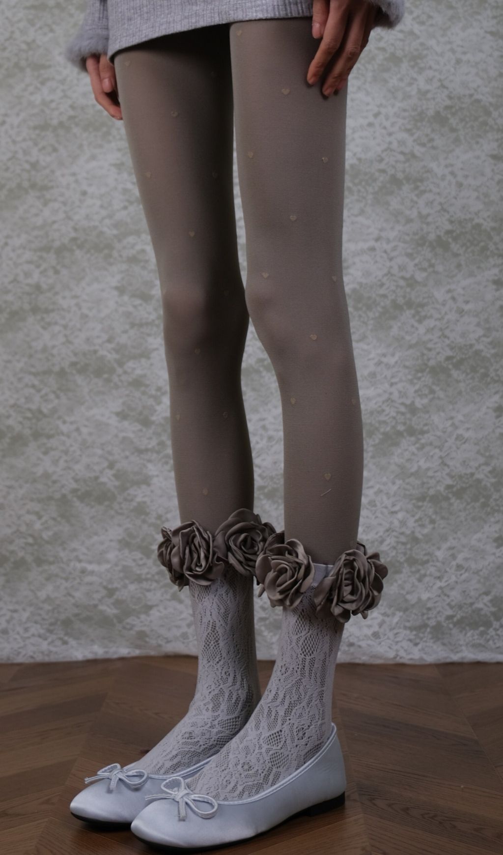 Grey Tights & Rose Lace Socks Set - OWNCI Grey Tights & Rose Lace Socks Set - OWNCI