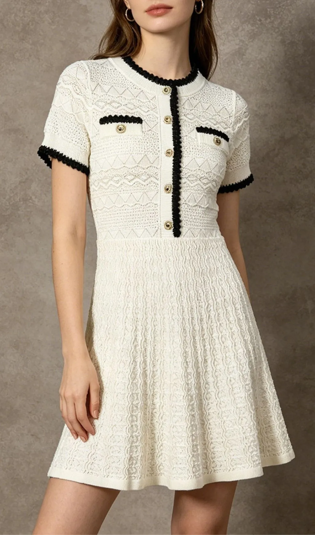 Fashionslee Women Leonida Short Sleeve Knit Mini Dress