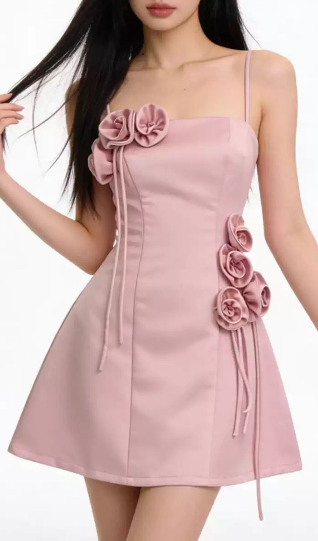 Fashionslee Women Lili Pink Flower Embellished Mini Dress