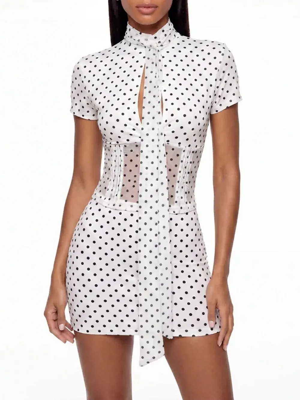 Iona High Neck Polka Dot Skirt Set