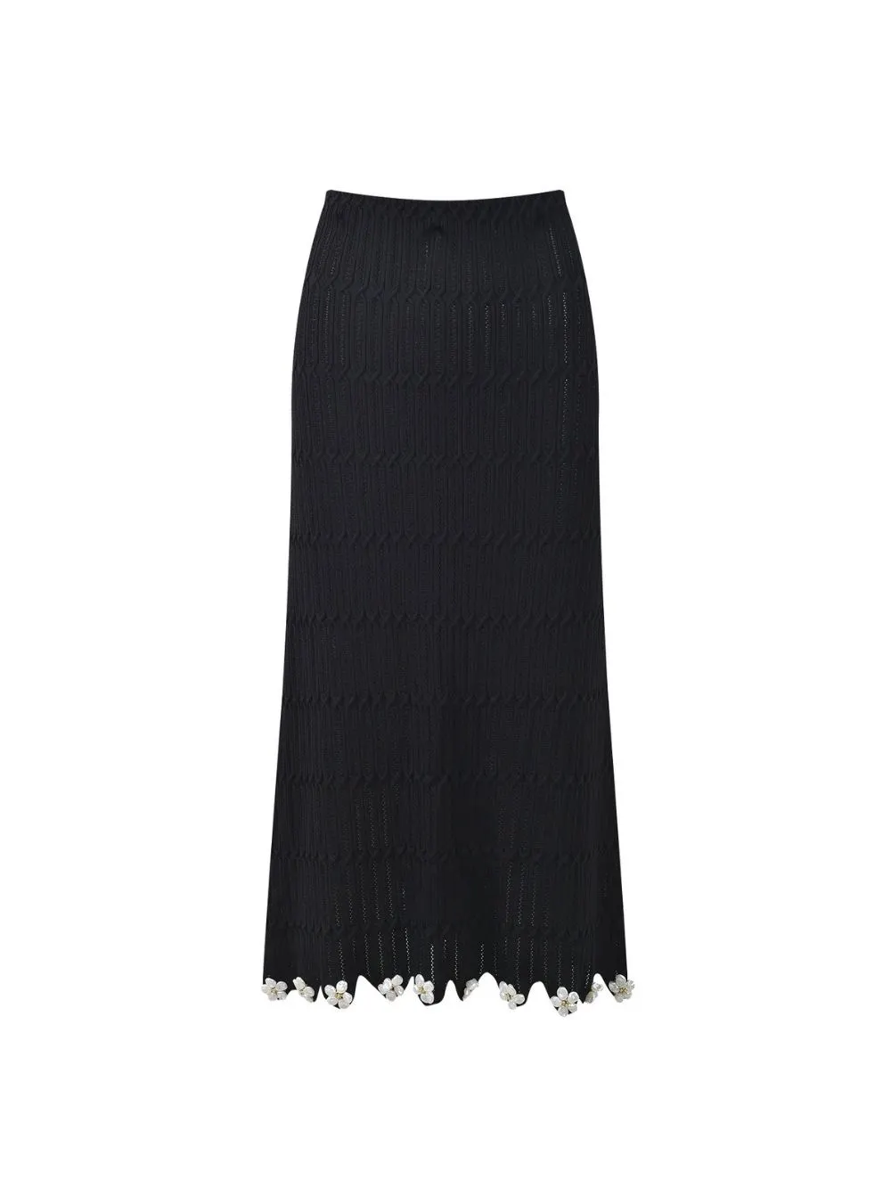 Jipearl Jeweled Flowers Knit Skirt - OWNCI