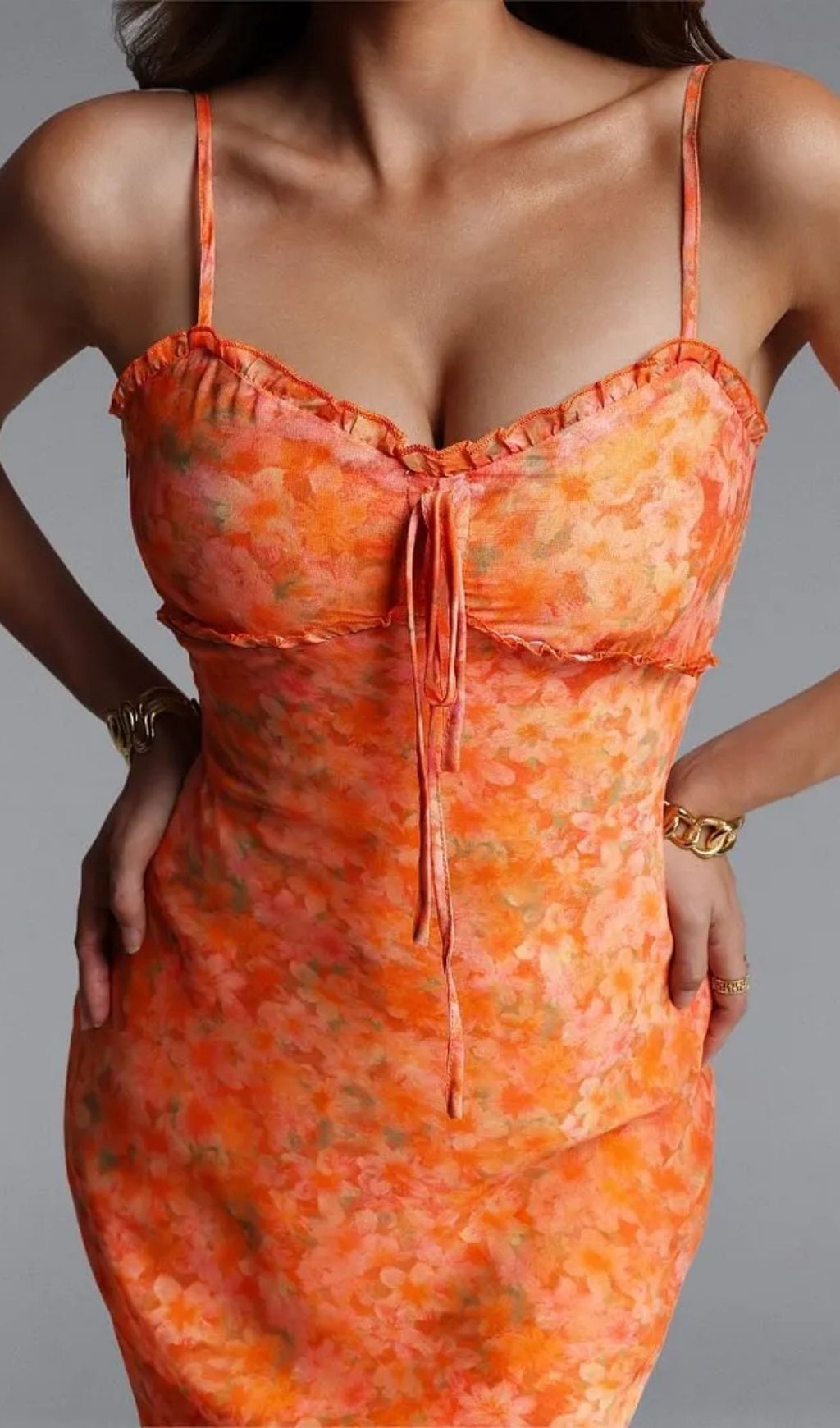 85b32a0eefe192833331312b0f104d98 Ienee Sleeveless Ruffle Floral Print Woven Maxi Dress