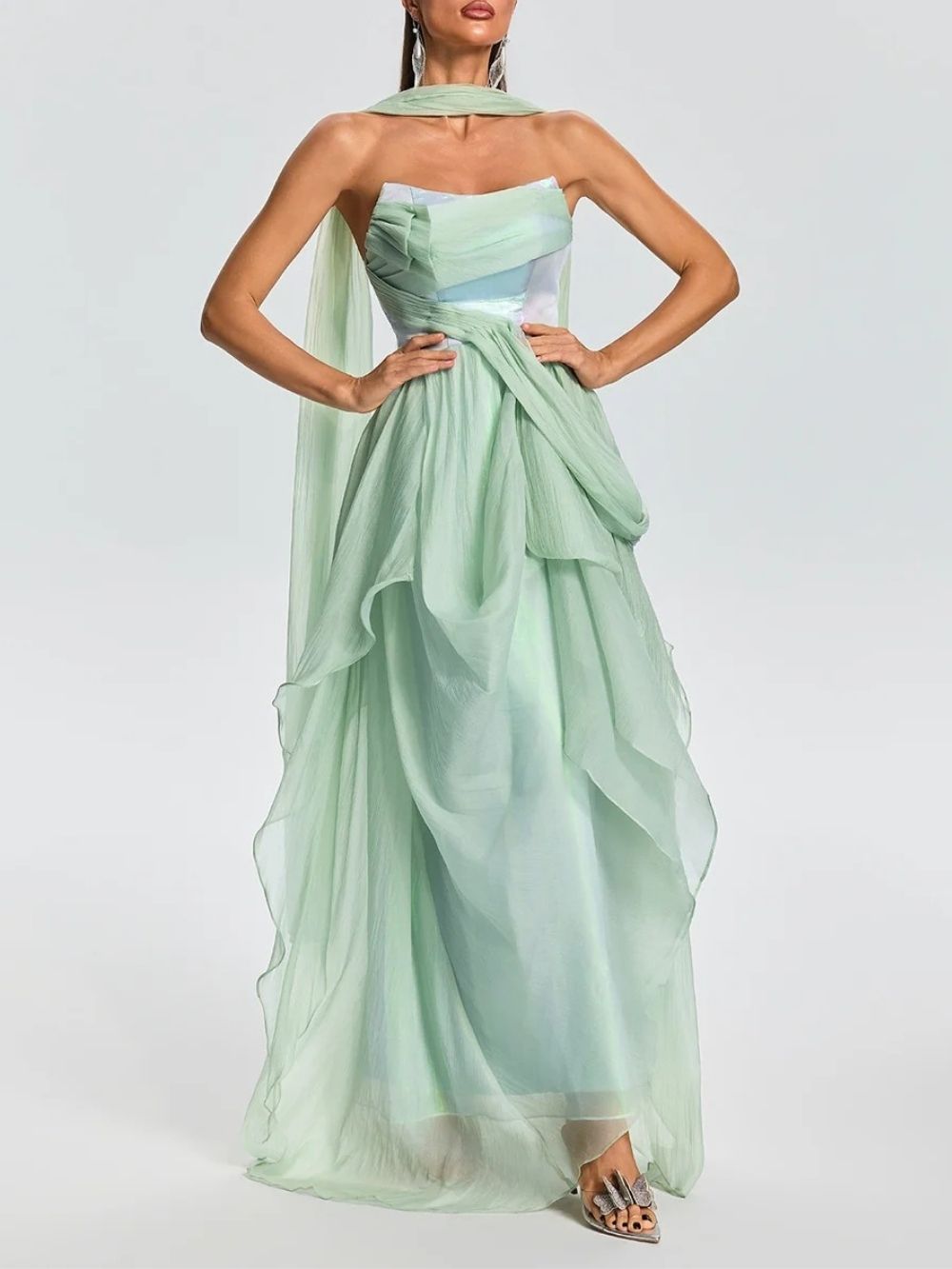 Euanthe Scarf Ruffle Maxi Dress - OWNCI Euanthe Scarf Ruffle Maxi Dress - OWNCI