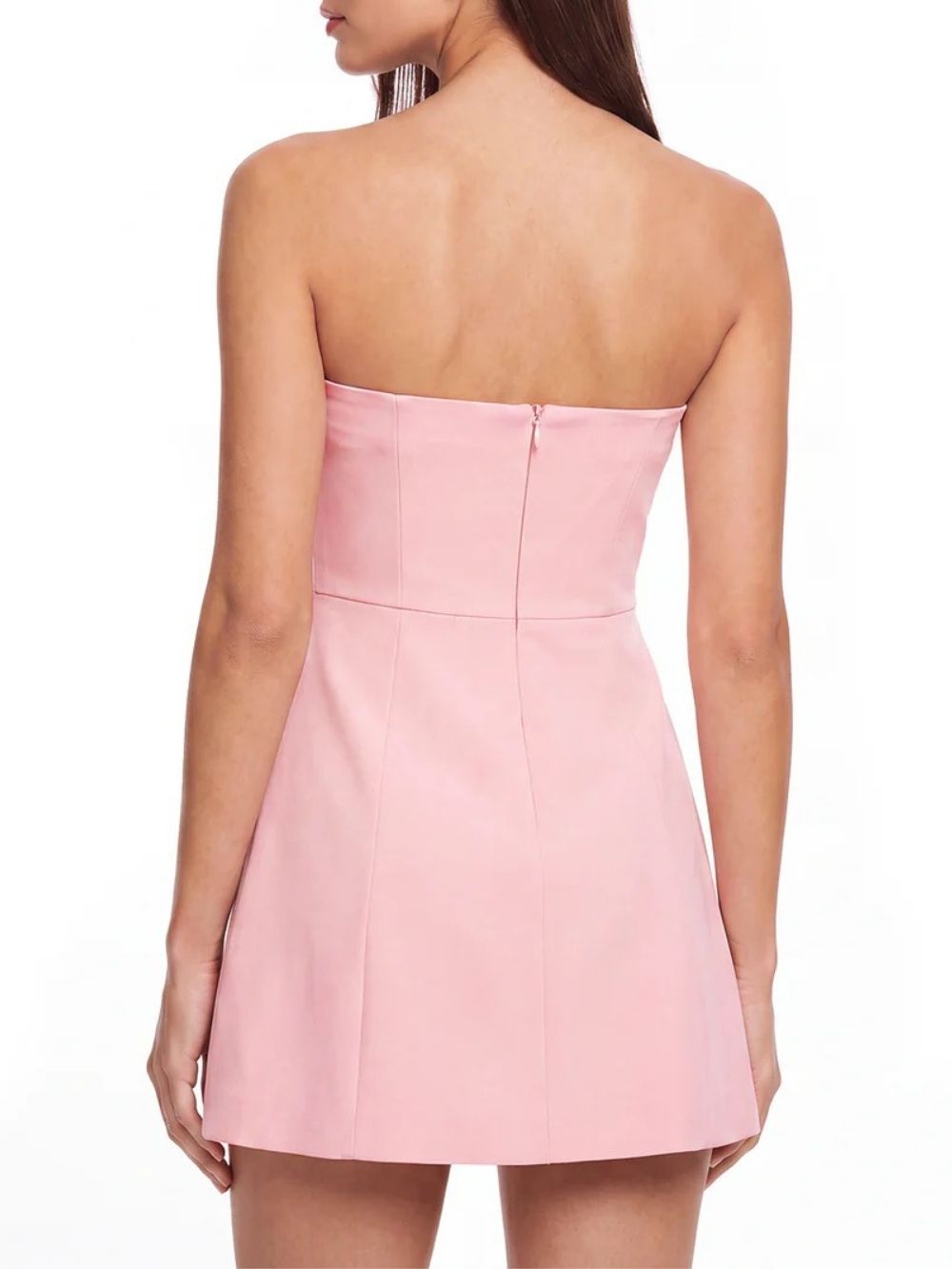 Madden Pink Strapless Flower Embroidery Mini Dress - OWNCI