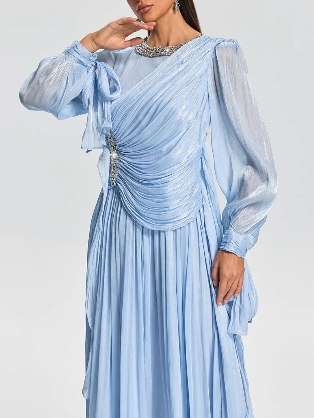85ee99d1084b66537601463939ddc970 Ilveron Crystal Ruched Maxi Dress