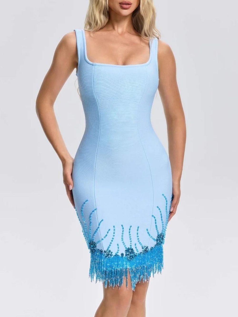 Grimrics Fringe Crystal Mini Dress - OWNCI