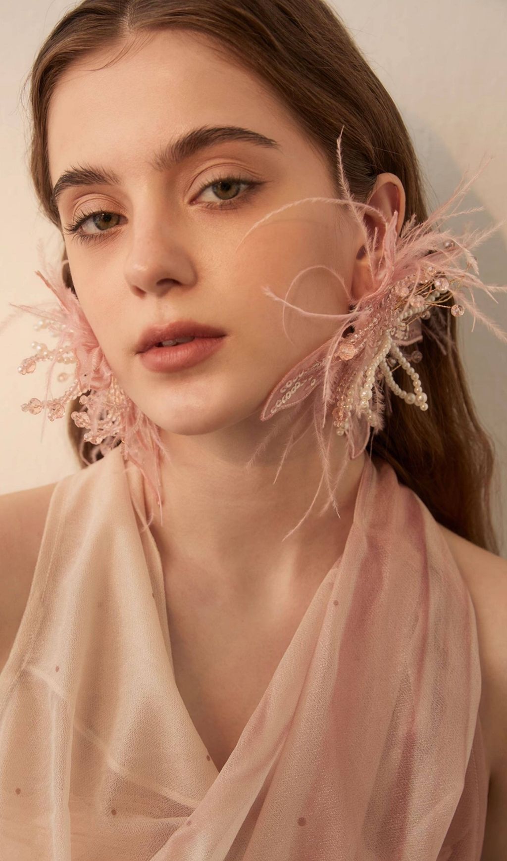 864dea28c857cd19898fef5f43a3027d Leia Pink Feather Beaded Earrings