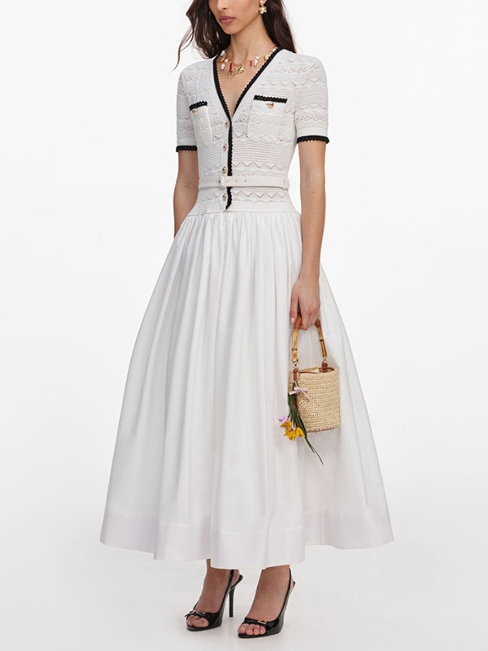 8734437b062ffc97da1900c29f1088b0 Macha Short Sleeve Knit Midi Dress