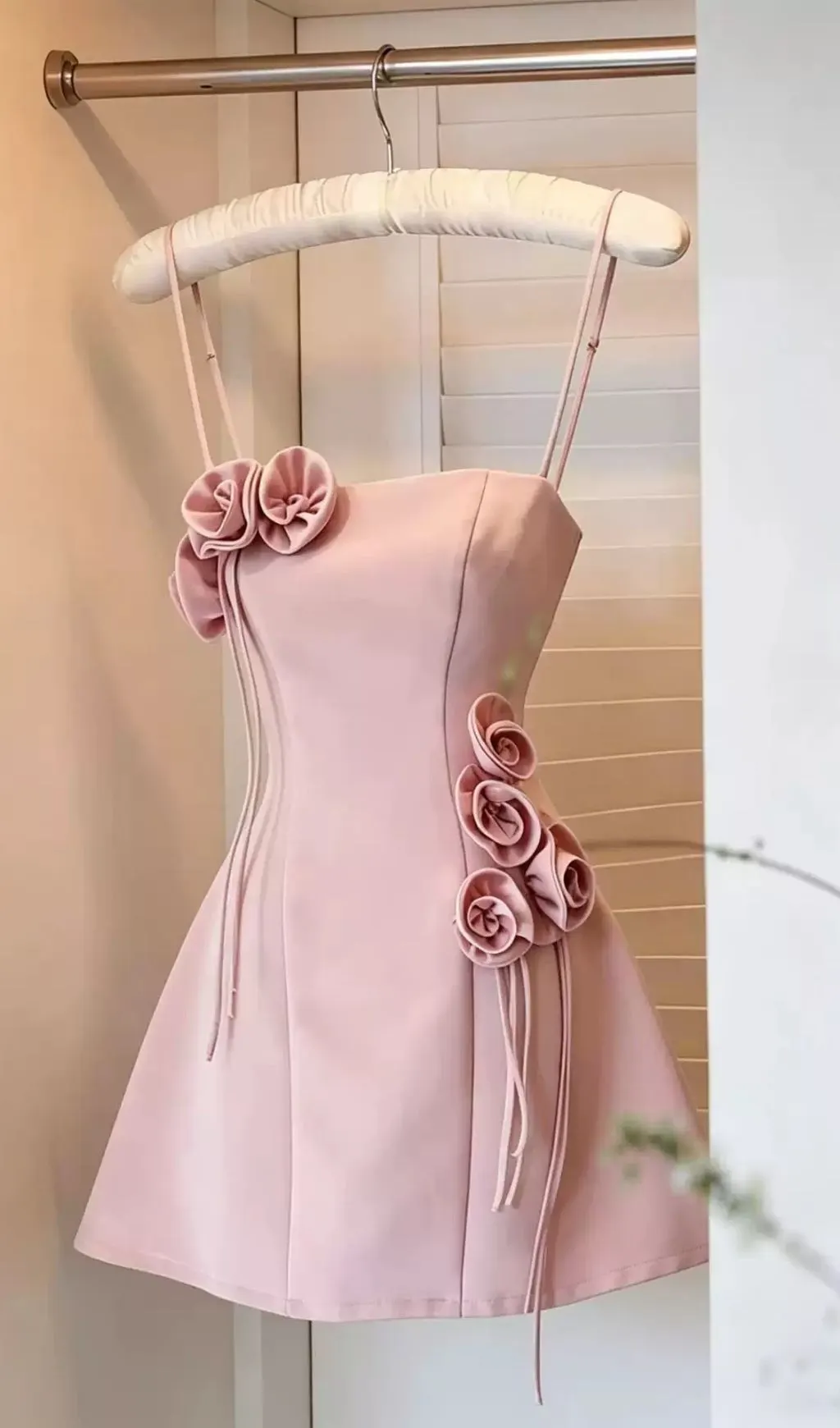Fashionslee Women Lili Pink Flower Embellished Mini Dress