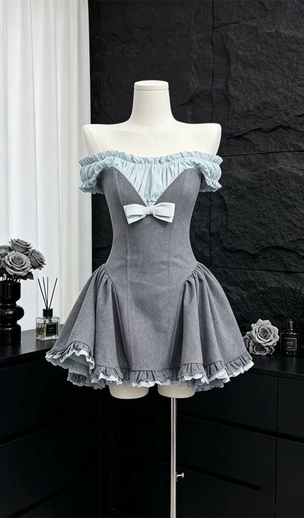 Fashionslee Women Liloo Off-Shoulder Bow Mini Dress