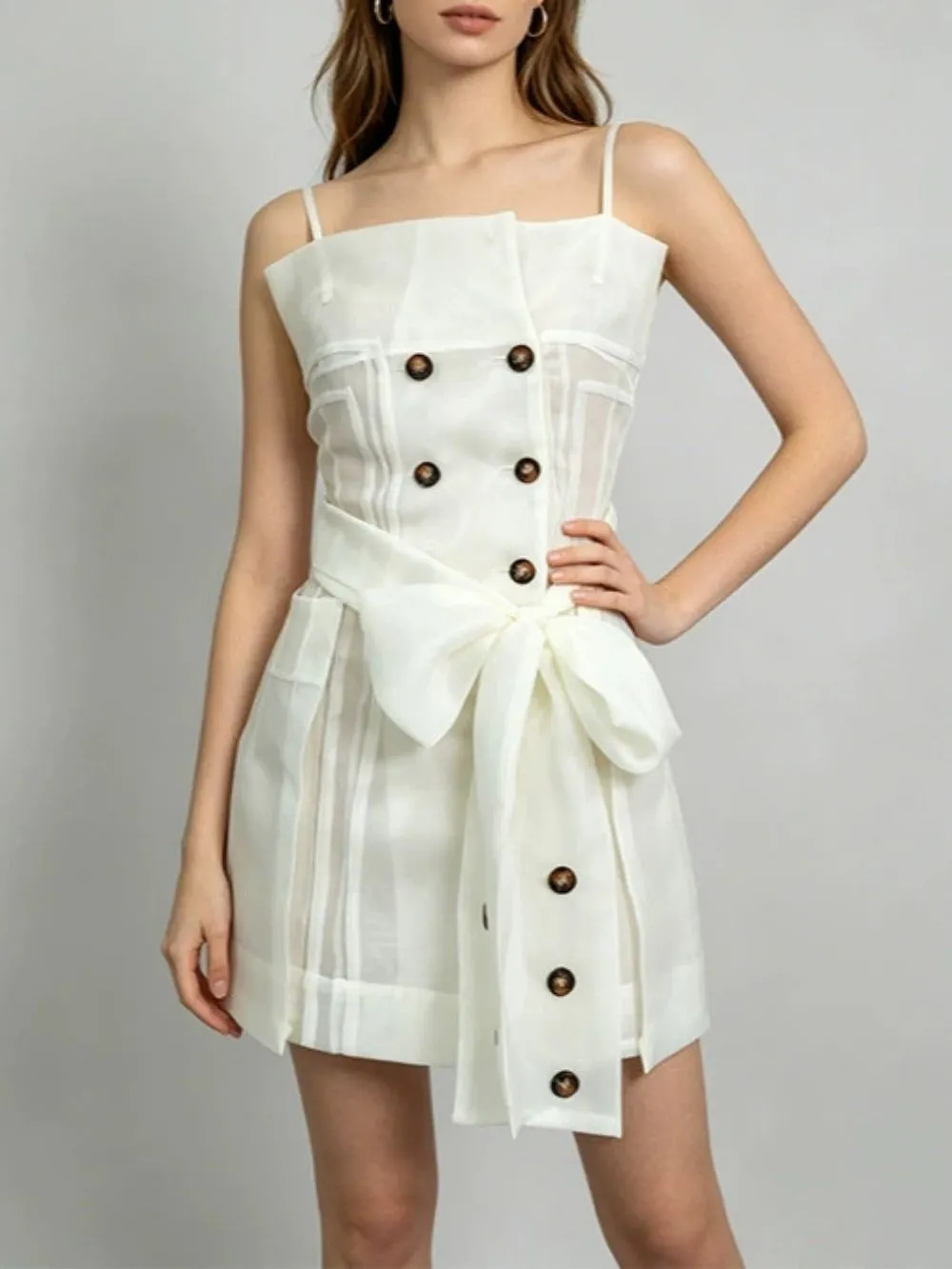 Maelys Strappy Button Mini Dress - OWNCI Maelys Strappy Button Mini Dress - OWNCI