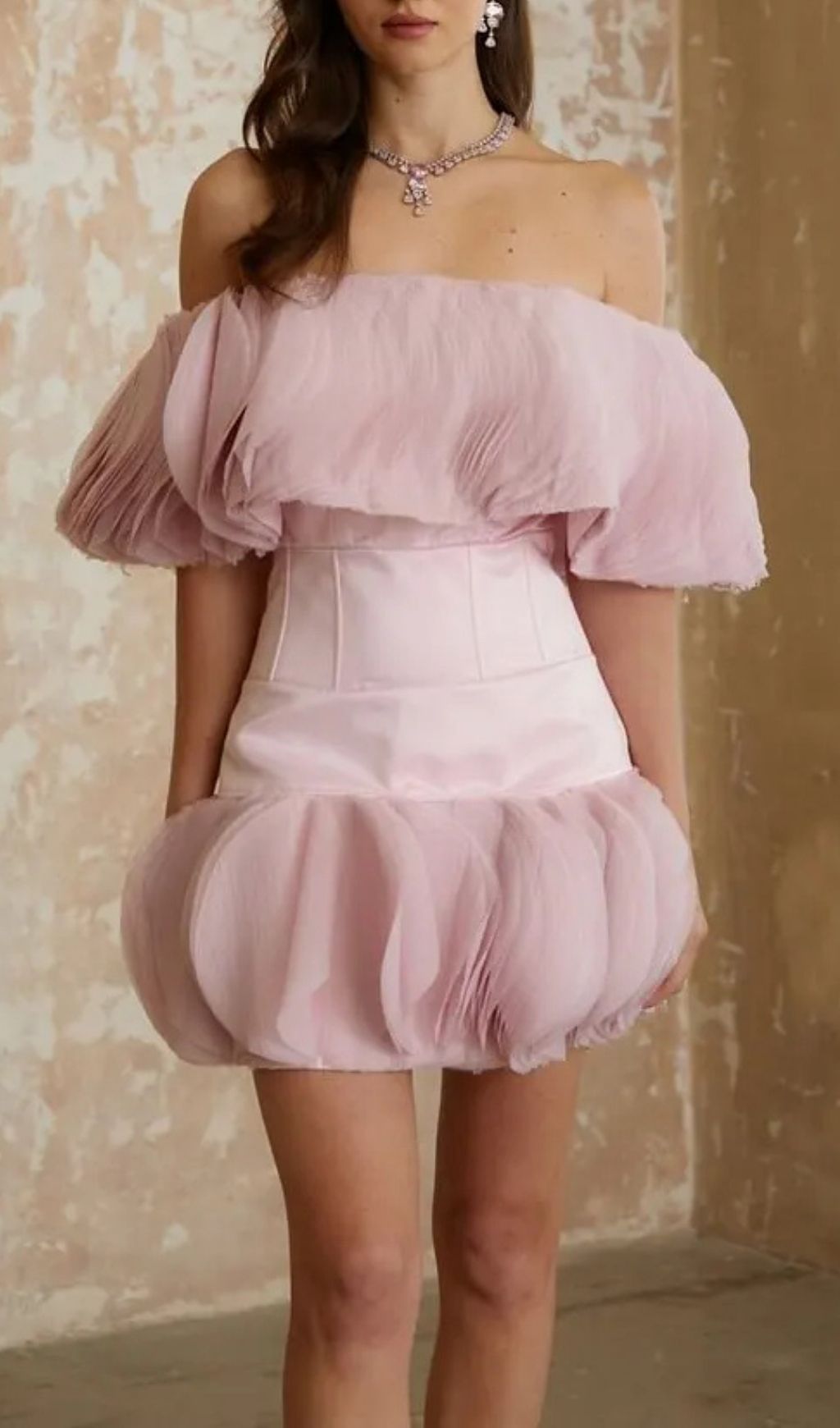Helen Ruffled Strapless Mini Dress In Pink