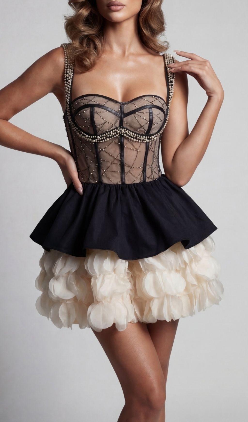 Keagan Strappy Embellished Petal Mini Dress