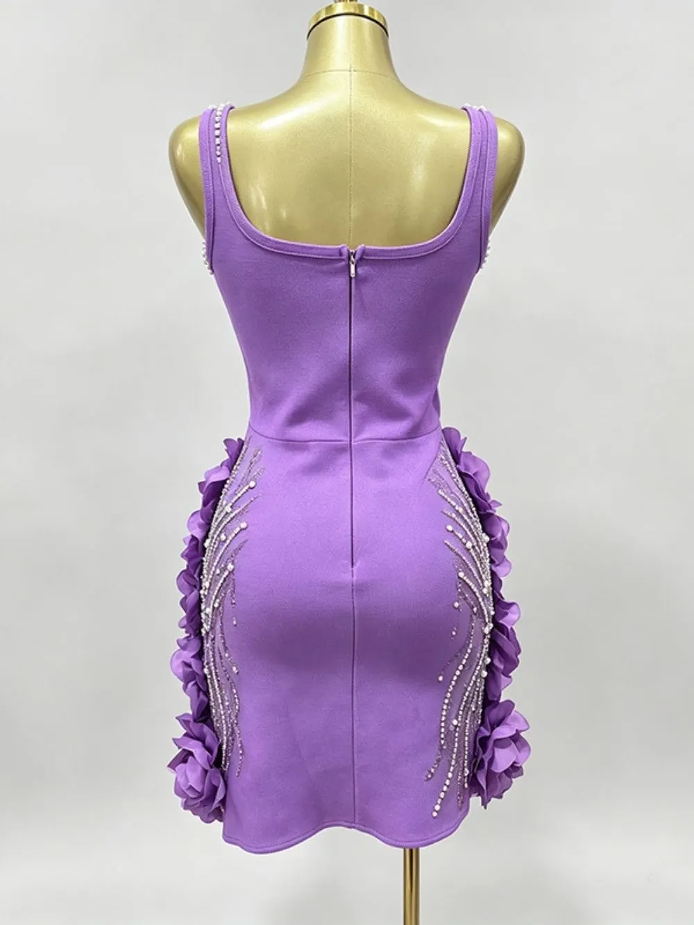 Malone Strappy Flower Embellished Mini Dress - OWNCI Malone Strappy Flower Embellished Mini Dress - OWNCI