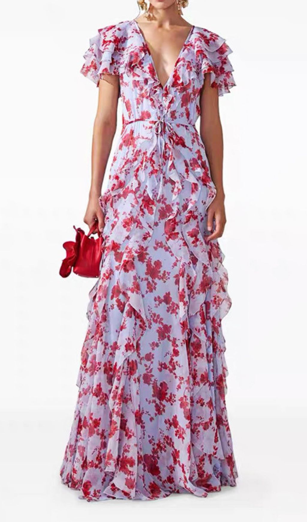 Iha V-Neck Floral Printed Maxi Dress