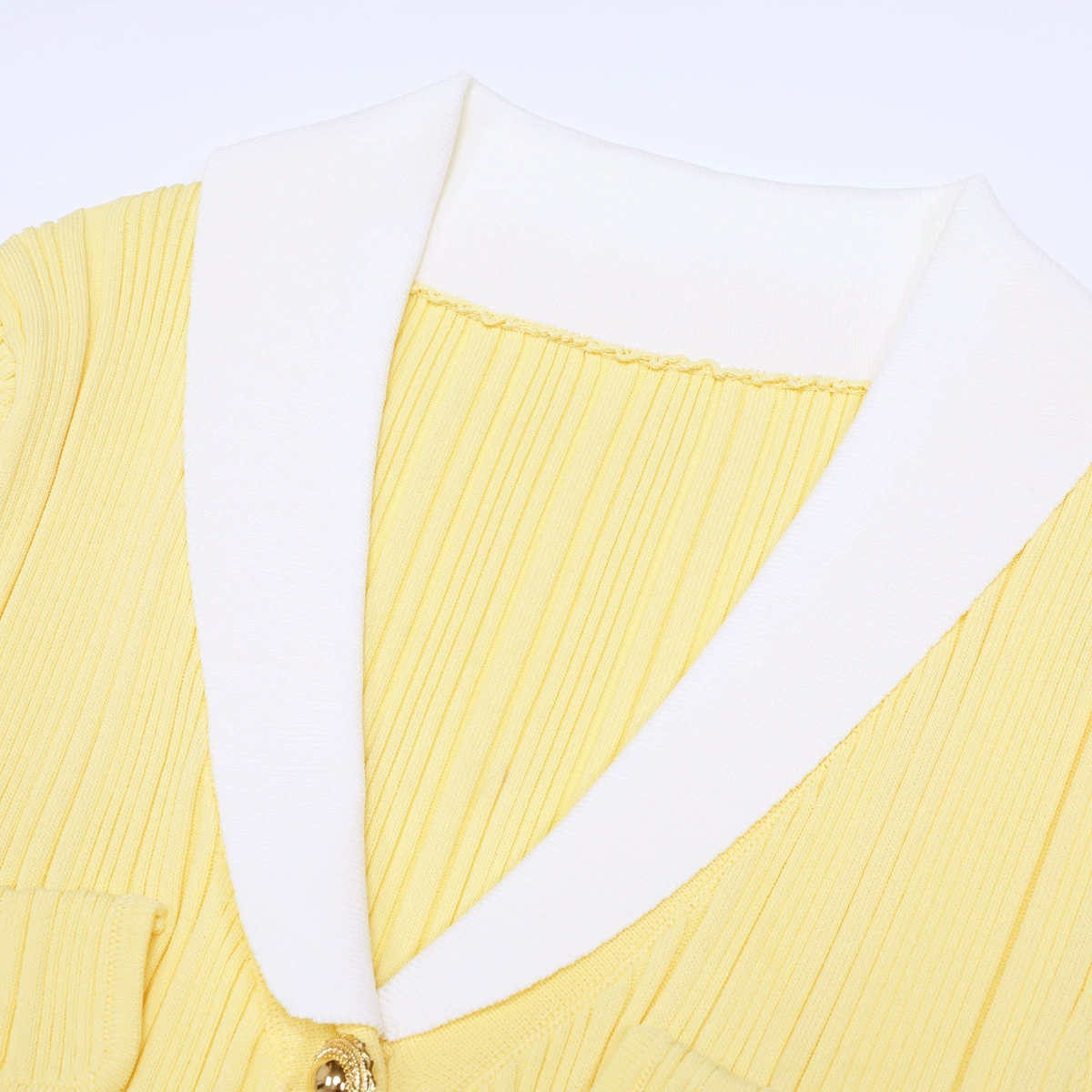 8924300bc3d08ae293b13d56a9c595b5.webp Fashionslee Women Madeline Yellow Short Sleeve Knit Mini Dress